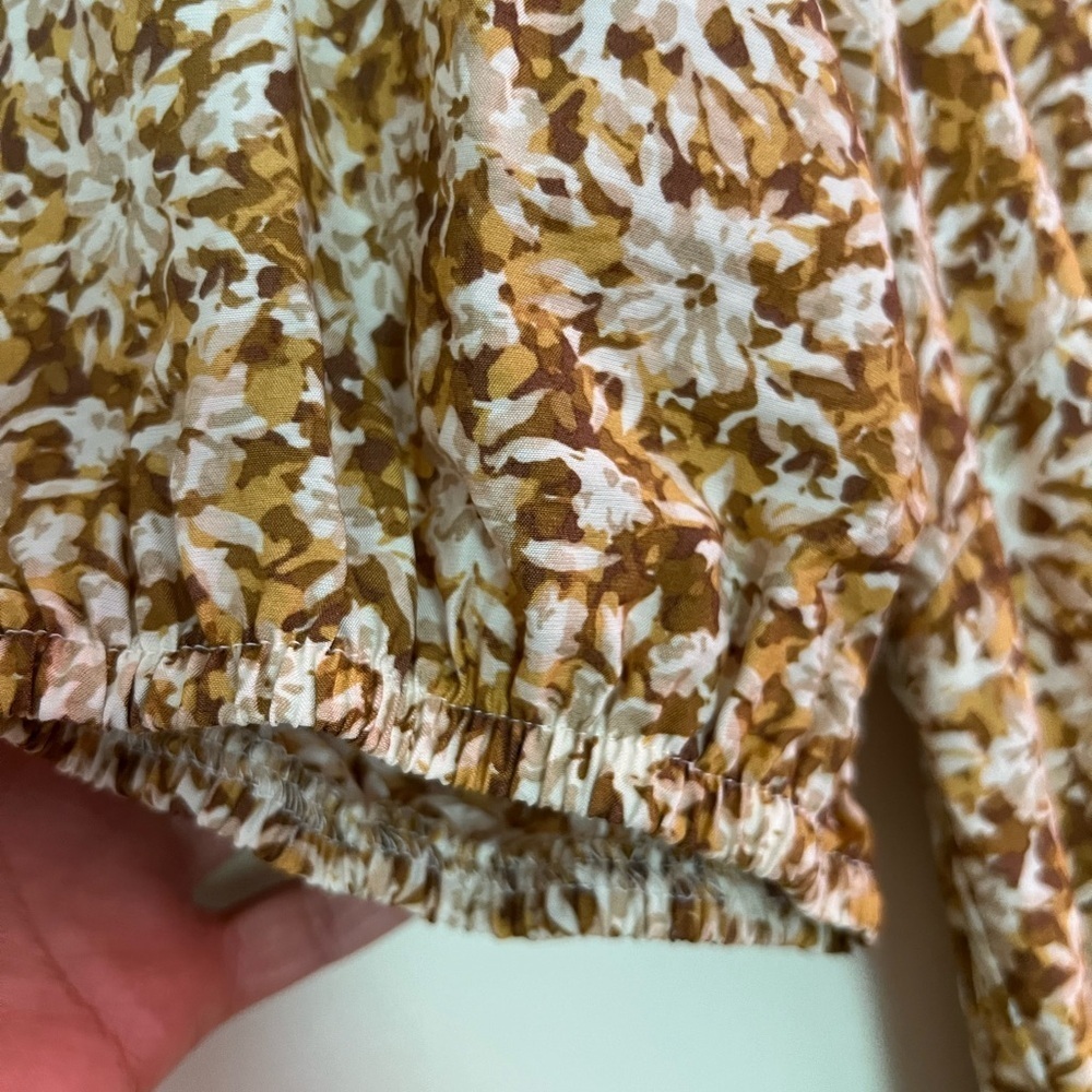 🛍️ Primark Cares Women Floral Tan Midi Dress XS Boho Cottagecore Indie Casual - Picture 8 of 16